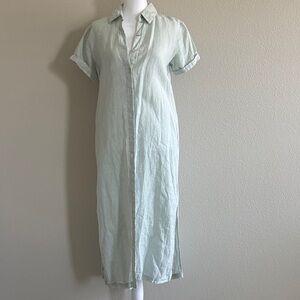 Linen Shirt Dress Mint Green
